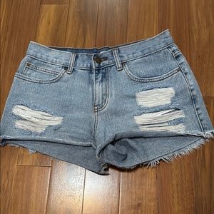 BILLABONG Blue Distressed Denim Women's Shorts Size 26